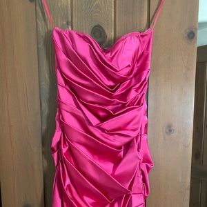 LIKE NEW! HOT PINK ruched cocktail dress